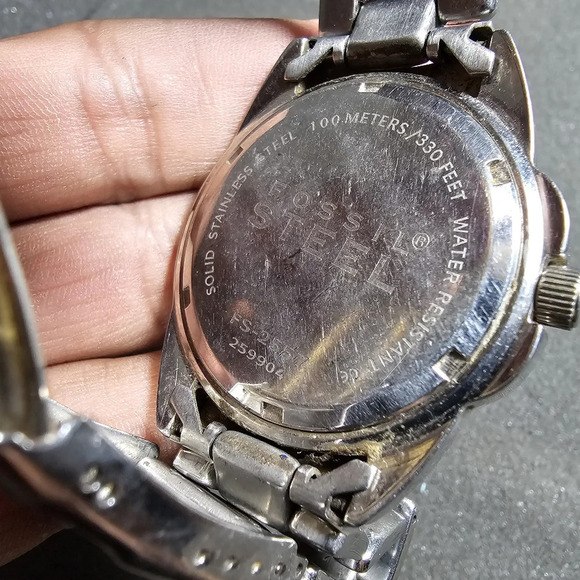 Fossil Steel Mens Quartz Analog Watch FS-2557 Stainless Steel Date Just Working - Picture 6 of 10